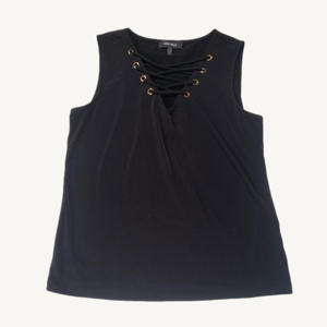 Nine West Black Short Sleeve Tank Blouse Size Medium